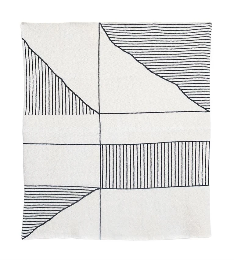 Cream and Black Cotton Knit Throw - Image 2