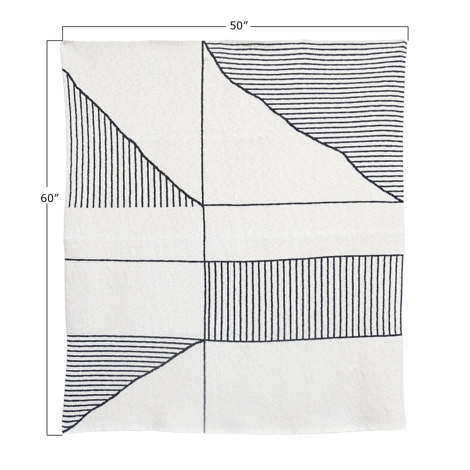 Cream and Black Cotton Knit Throw - Image 3