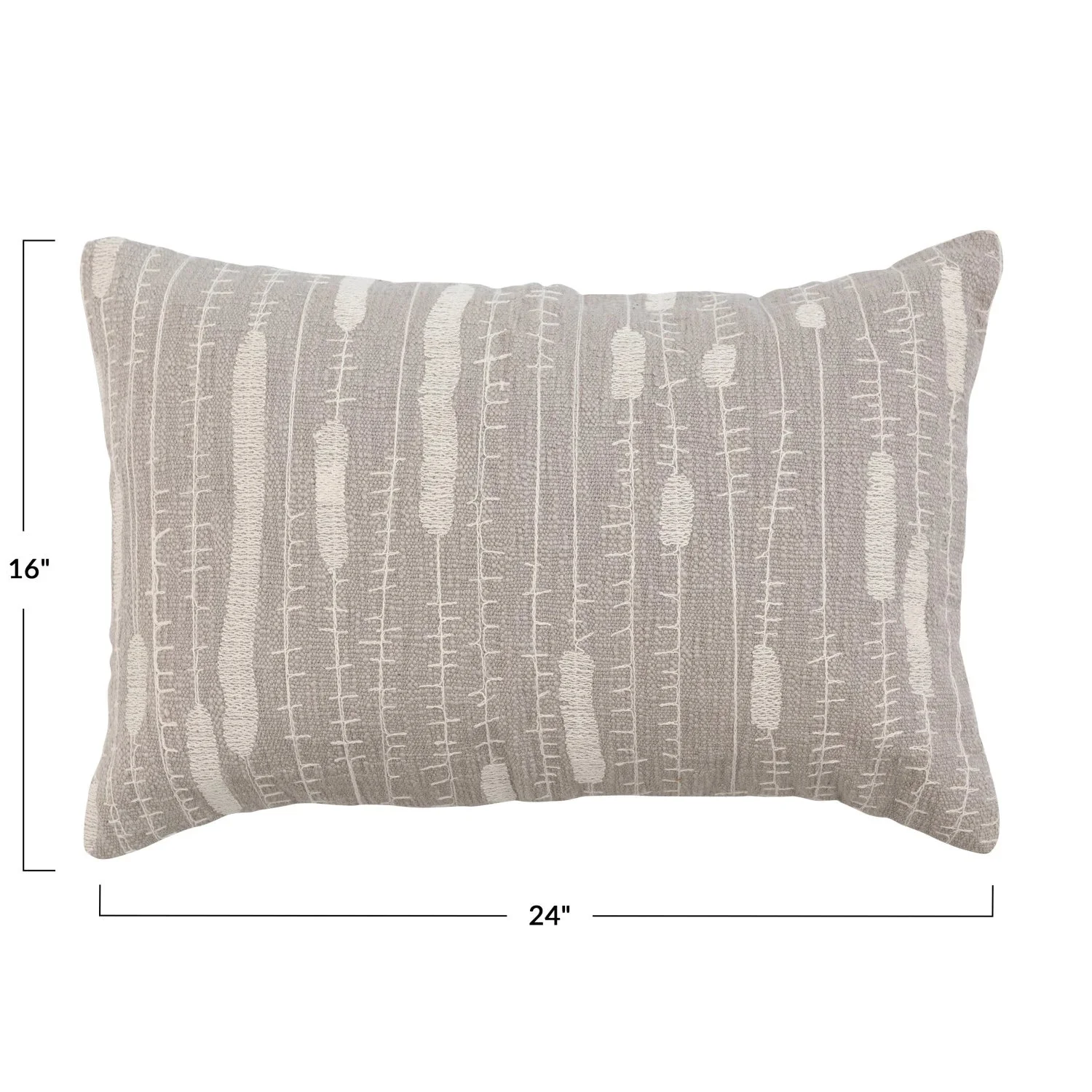 Grey & Cream Embroidery Lumbar Pillow - Image 3
