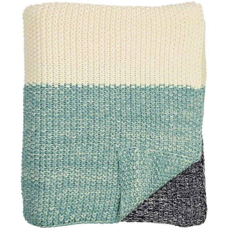 Marl Moss Stripe Knitted Throw - Image 3