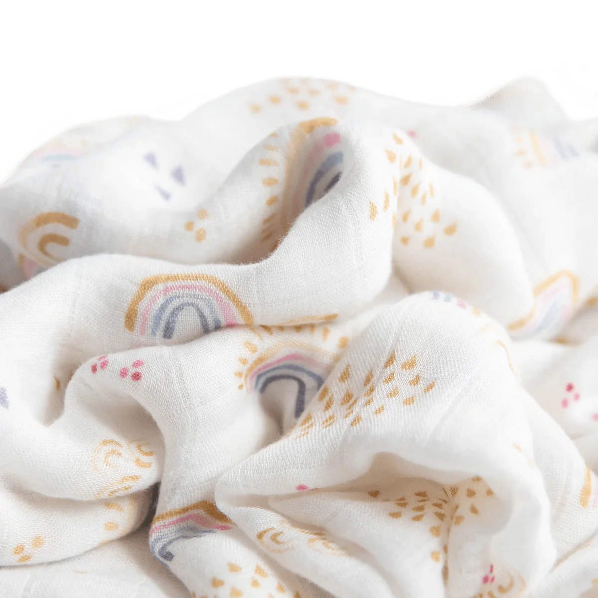 Deluxe Bamboo Muslin Swaddle: Rainbows & Raindrops - Image 2