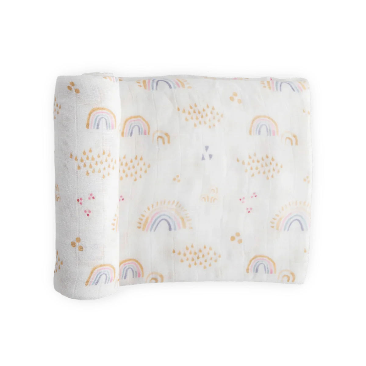 Deluxe Bamboo Muslin Swaddle: Rainbows & Raindrops - Image 3