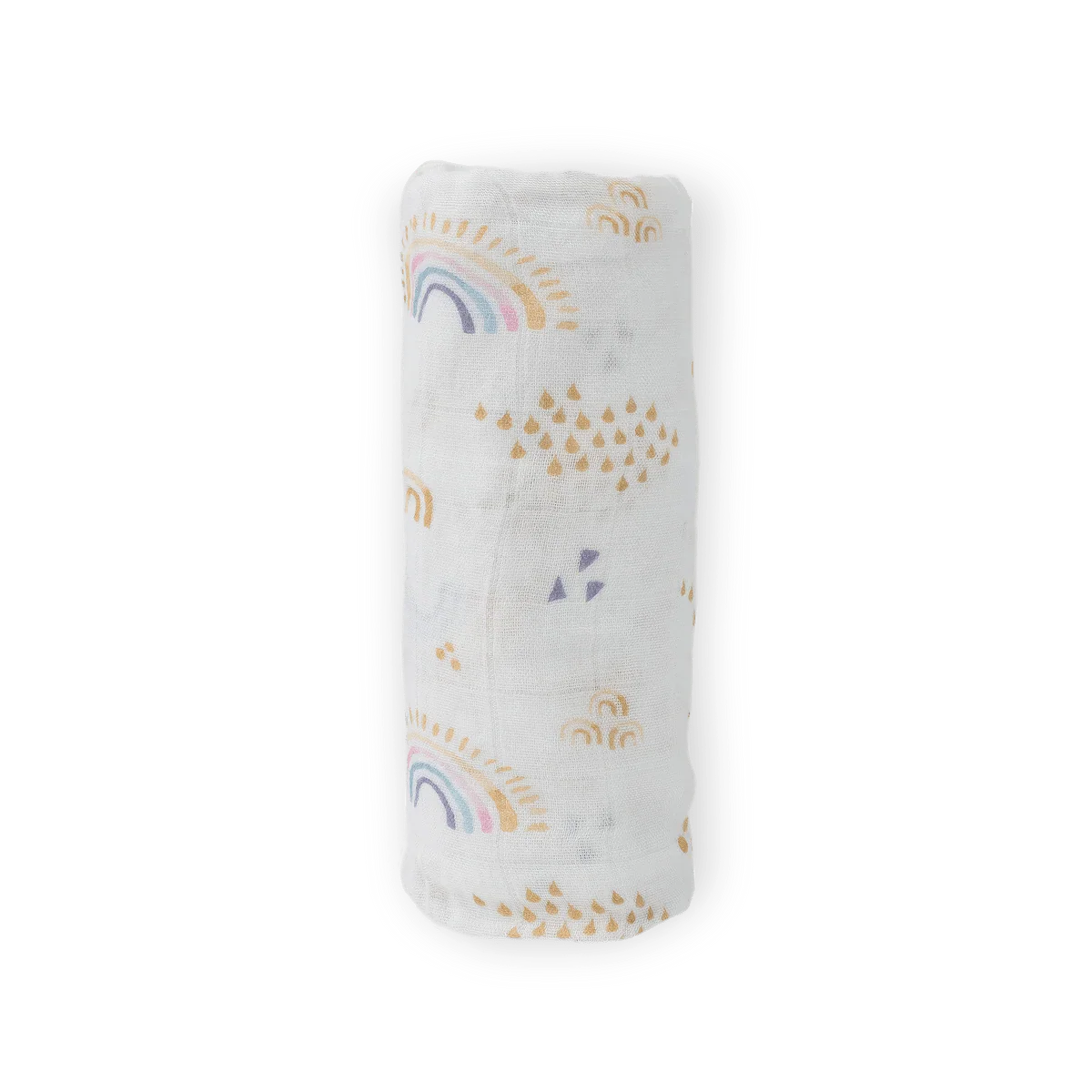 Deluxe Bamboo Muslin Swaddle: Rainbows & Raindrops - Image 4