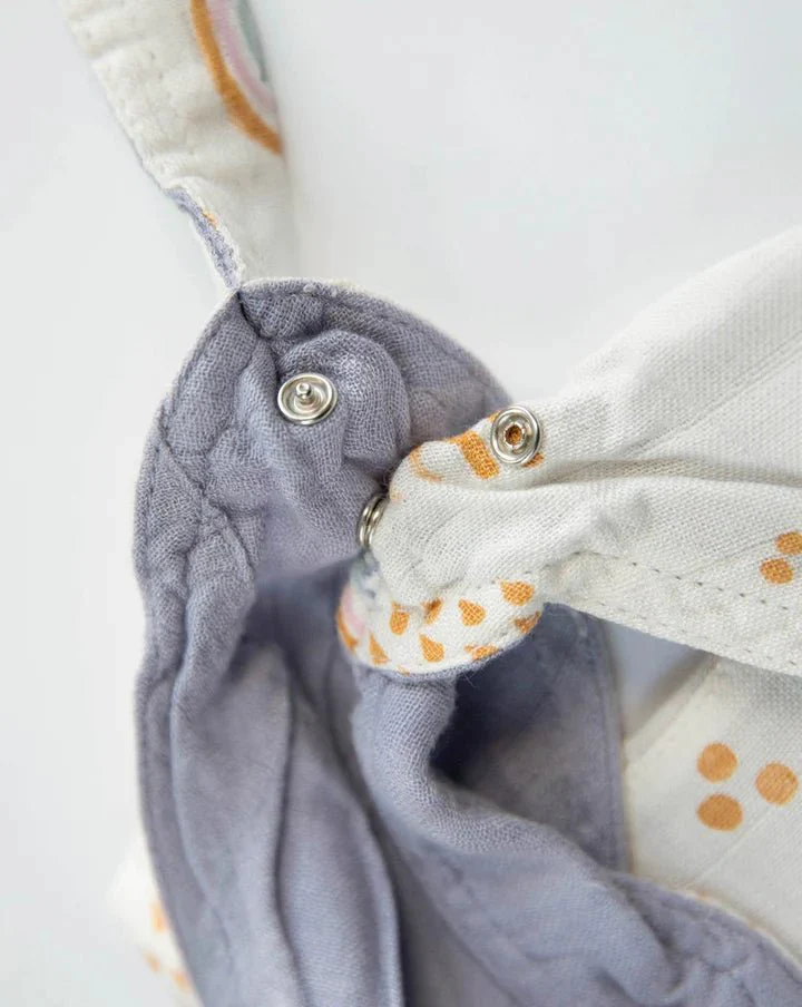 Deluxe Muslin Reversible Bandana Bib: Rainbows & Raindrops - Image 3