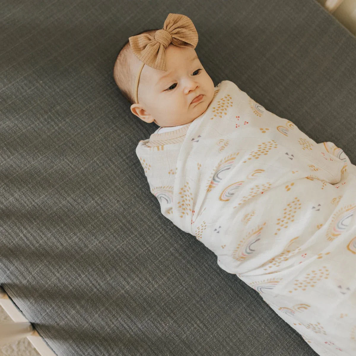 Deluxe Muslin Swaddle 2 Pack: Rainbow + Gingham - Image 2
