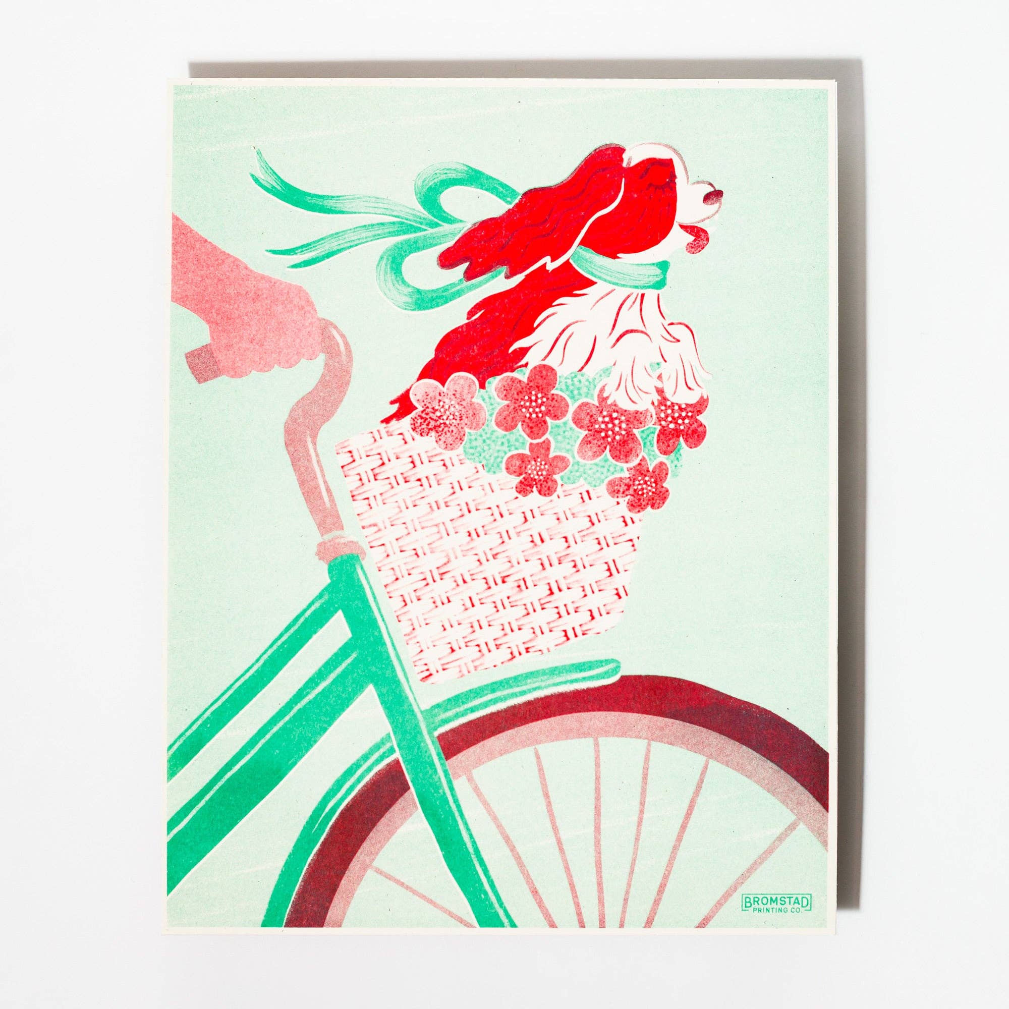 Dog in a Bike Basket Risograph Art Print - Image 2