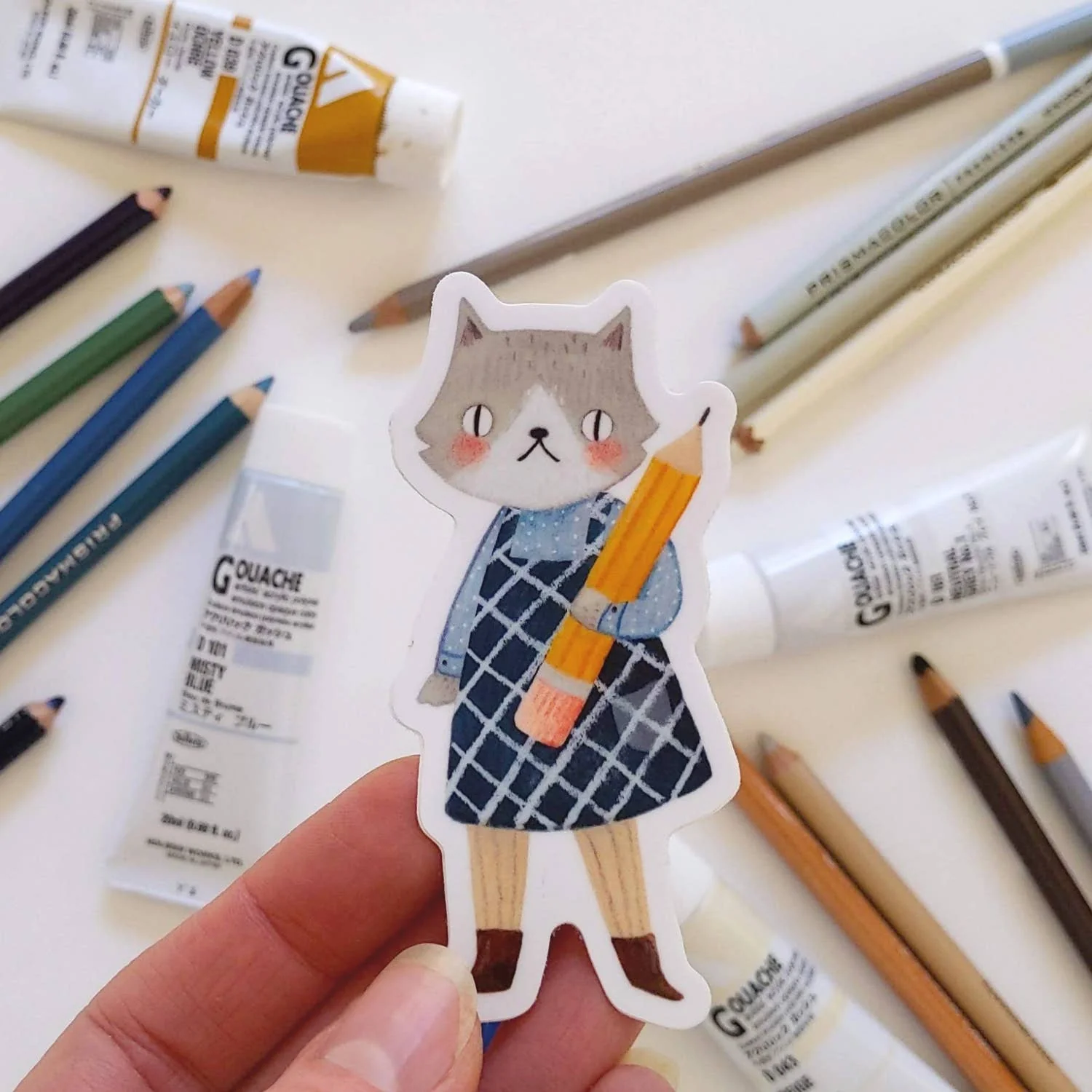 Drawing Cat Girl Sticker - Image 2