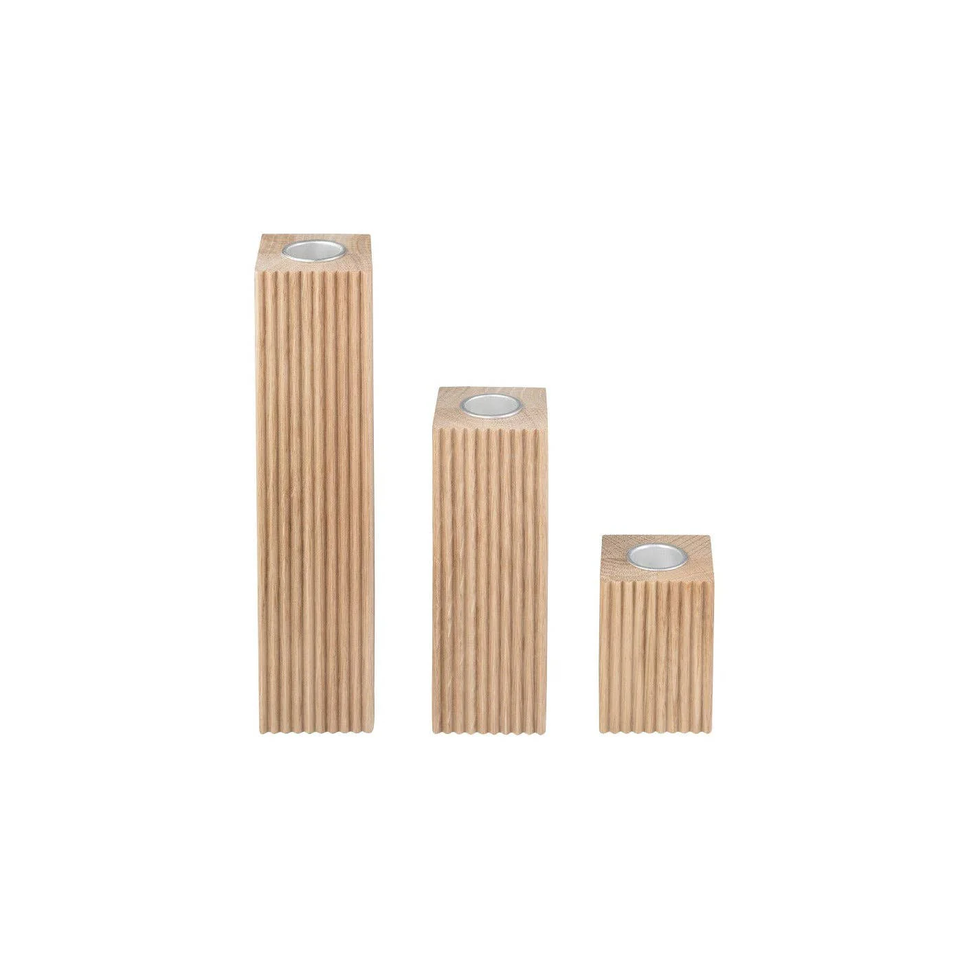 DREVA Oak Candle Holders, Set/3 - Image 3