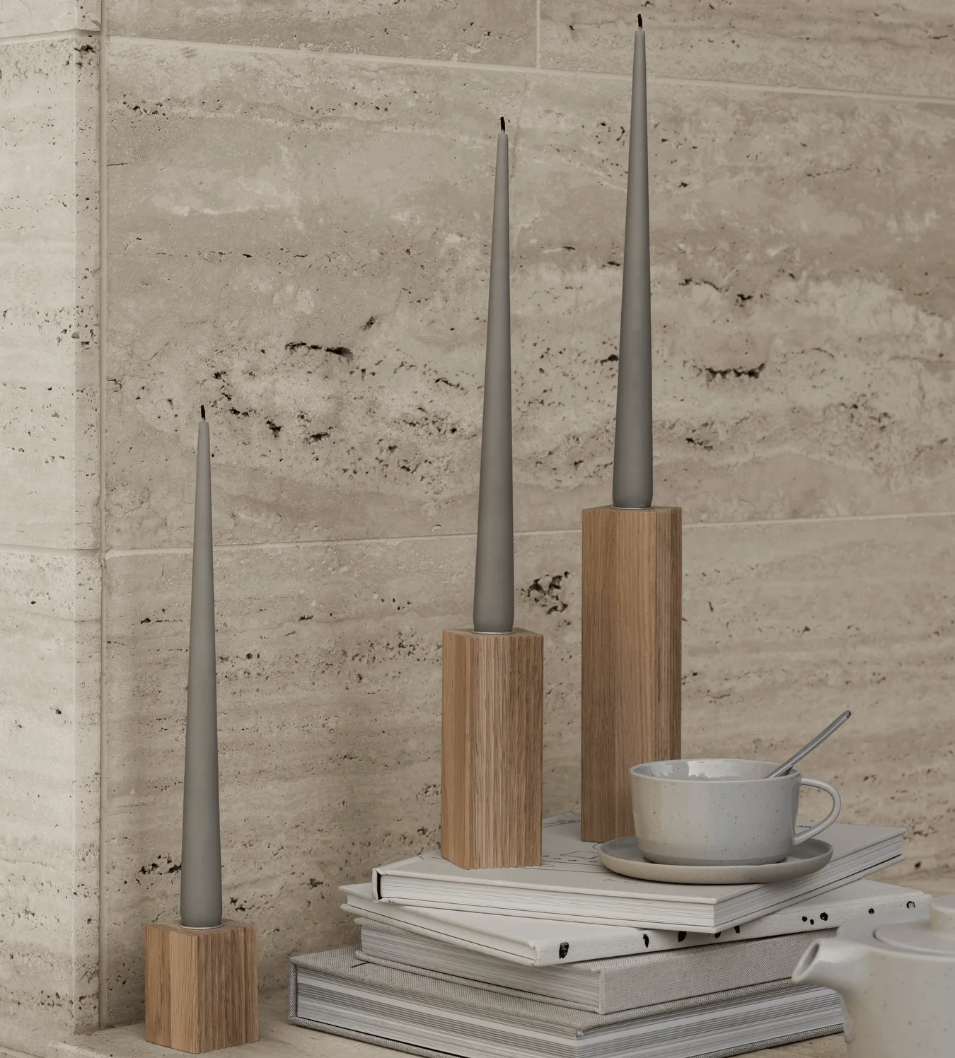 DREVA Oak Candle Holders, Set/3 - Image 4