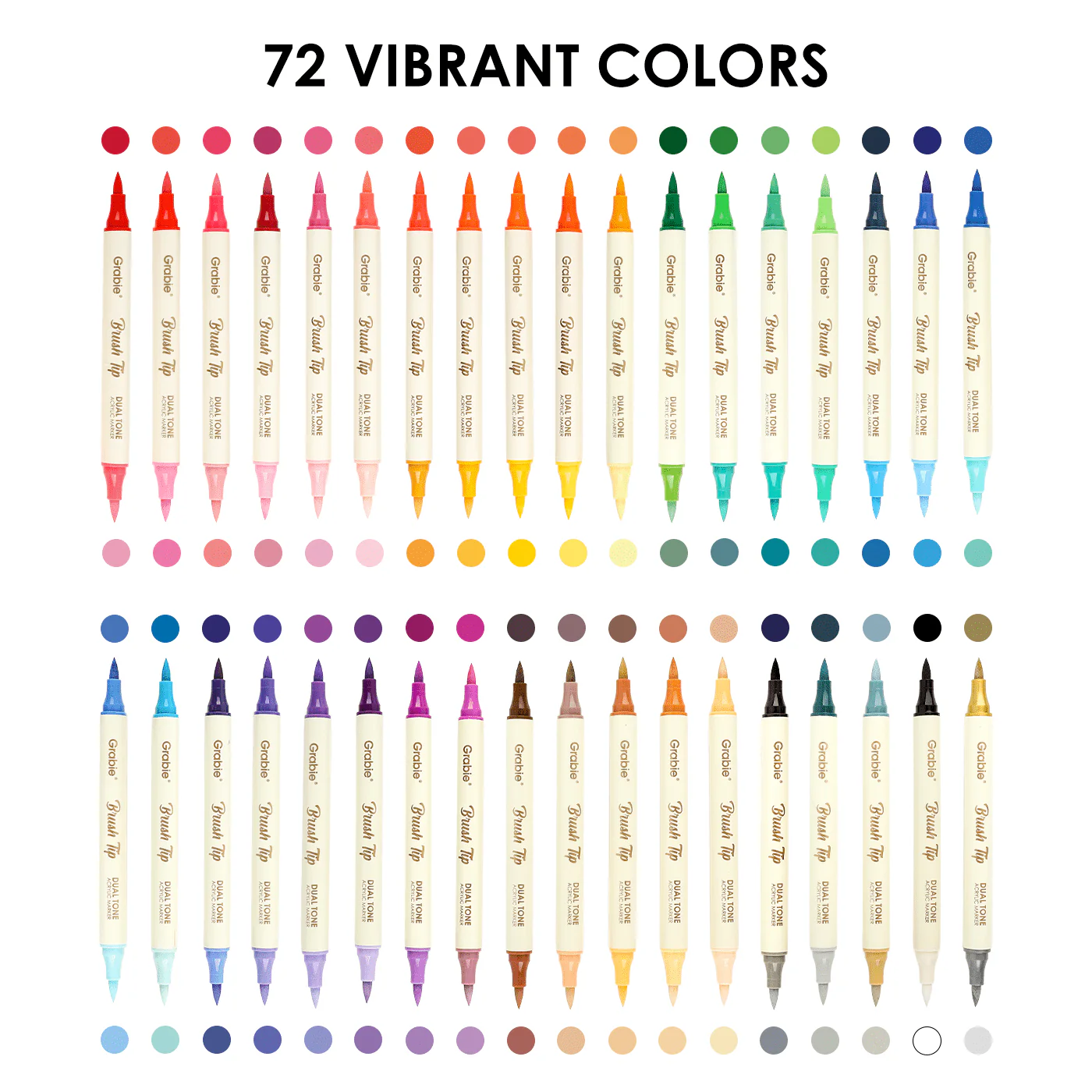 Dual Tone Brush Tip Acrylic Paint Markers - Set of 36 - Image 11