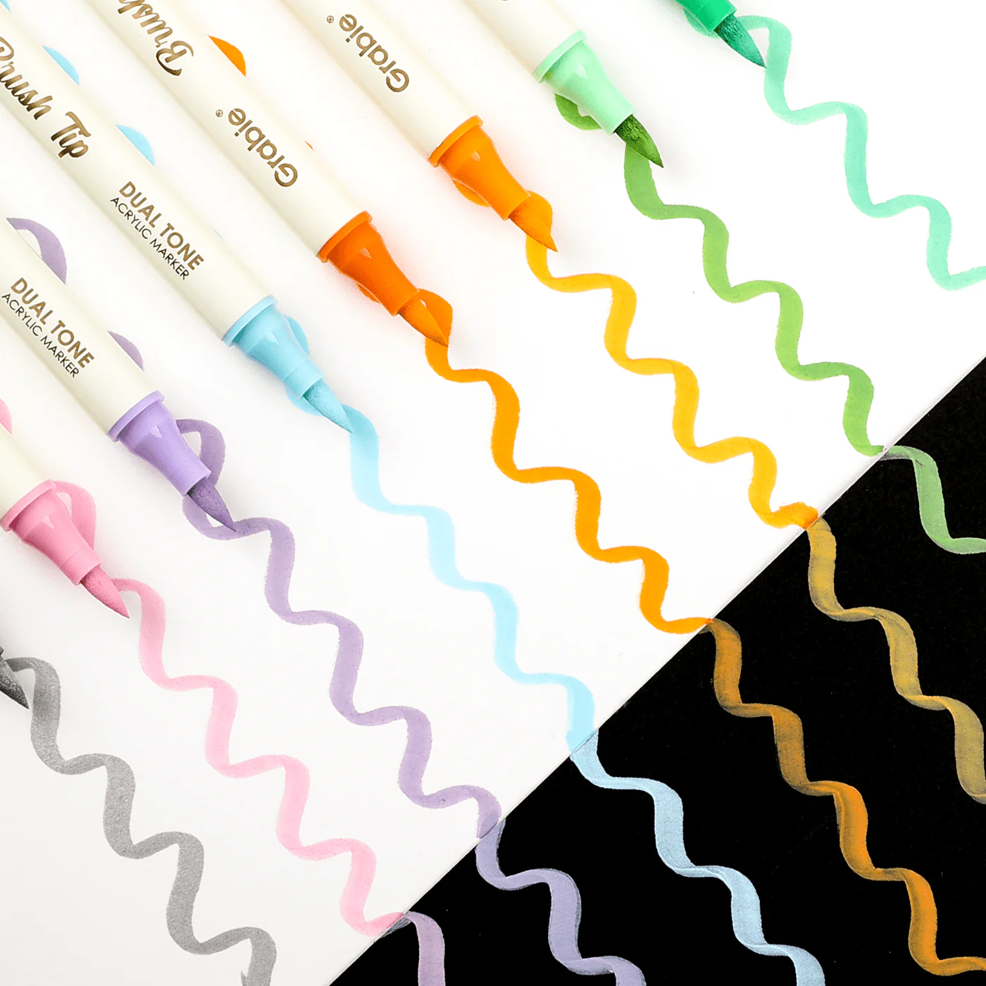Dual Tone Brush Tip Acrylic Paint Markers - Set of 36 - Image 2