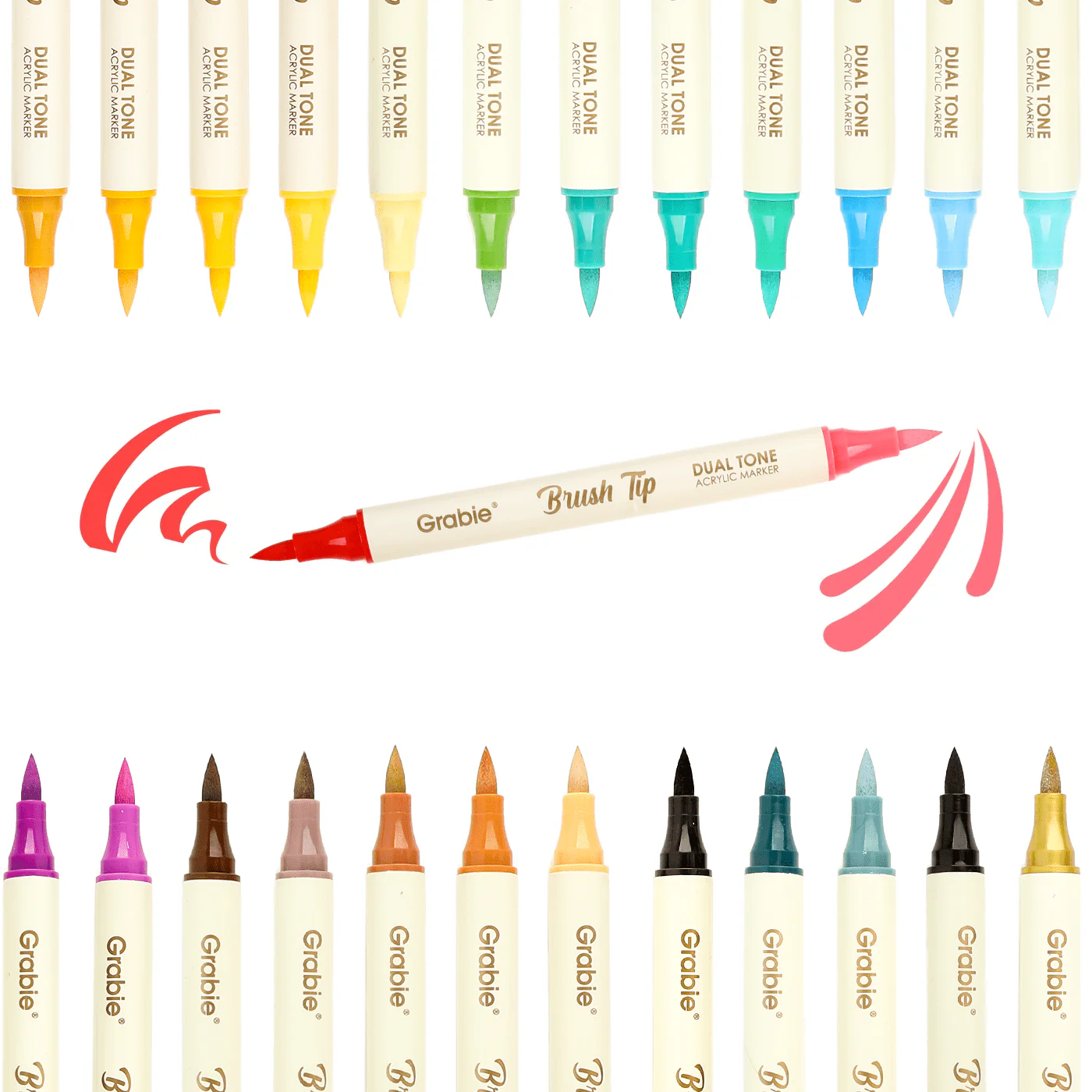 Dual Tone Brush Tip Acrylic Paint Markers - Set of 36 - Image 3