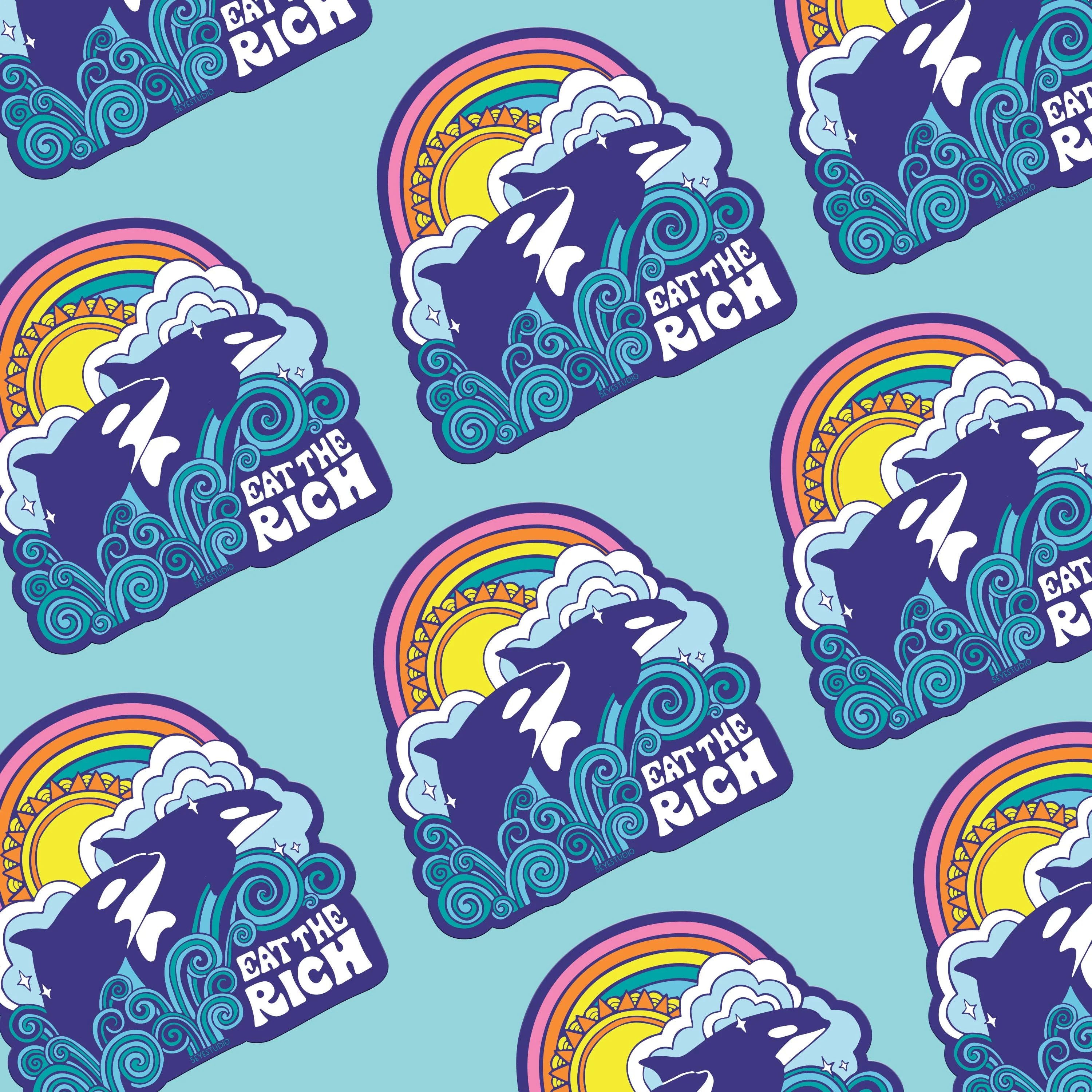 Eat the Rich Orcas Sticker - Image 3