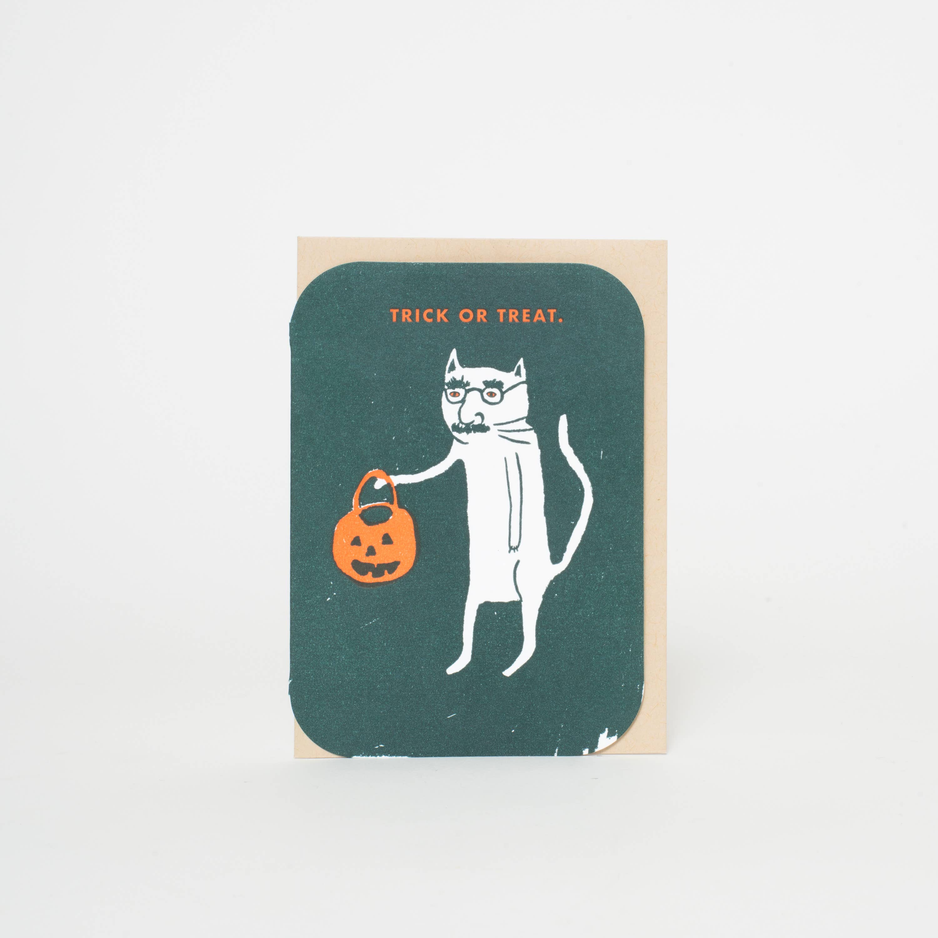 Trick or Treat Cat Halloween Card