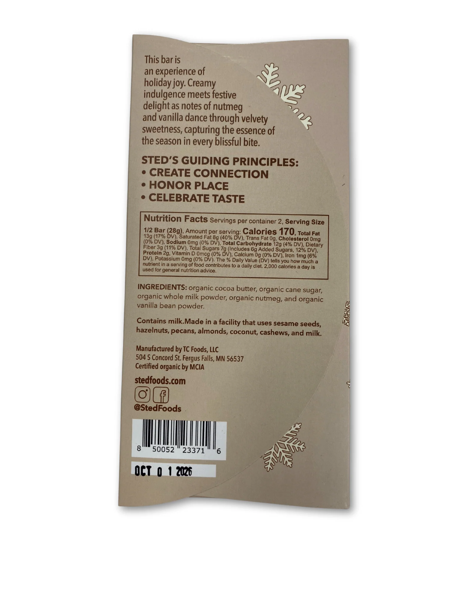 Eggnog White Chocolate Bar - Image 2