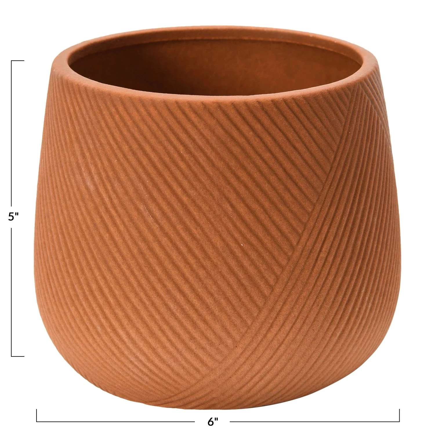 Engraved Terracotta Stoneware Planter - Image 4