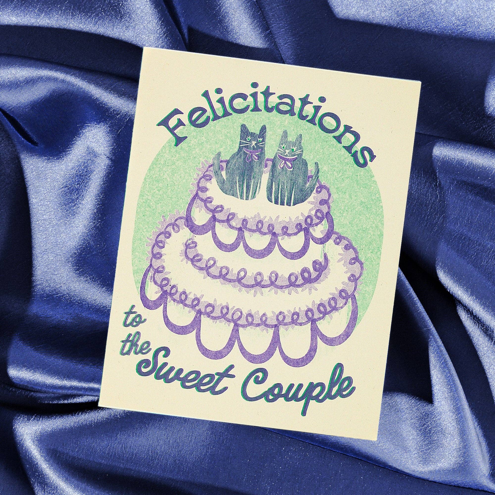 Felicitations to the Sweet Couple Cat Wedding Card - Image 2