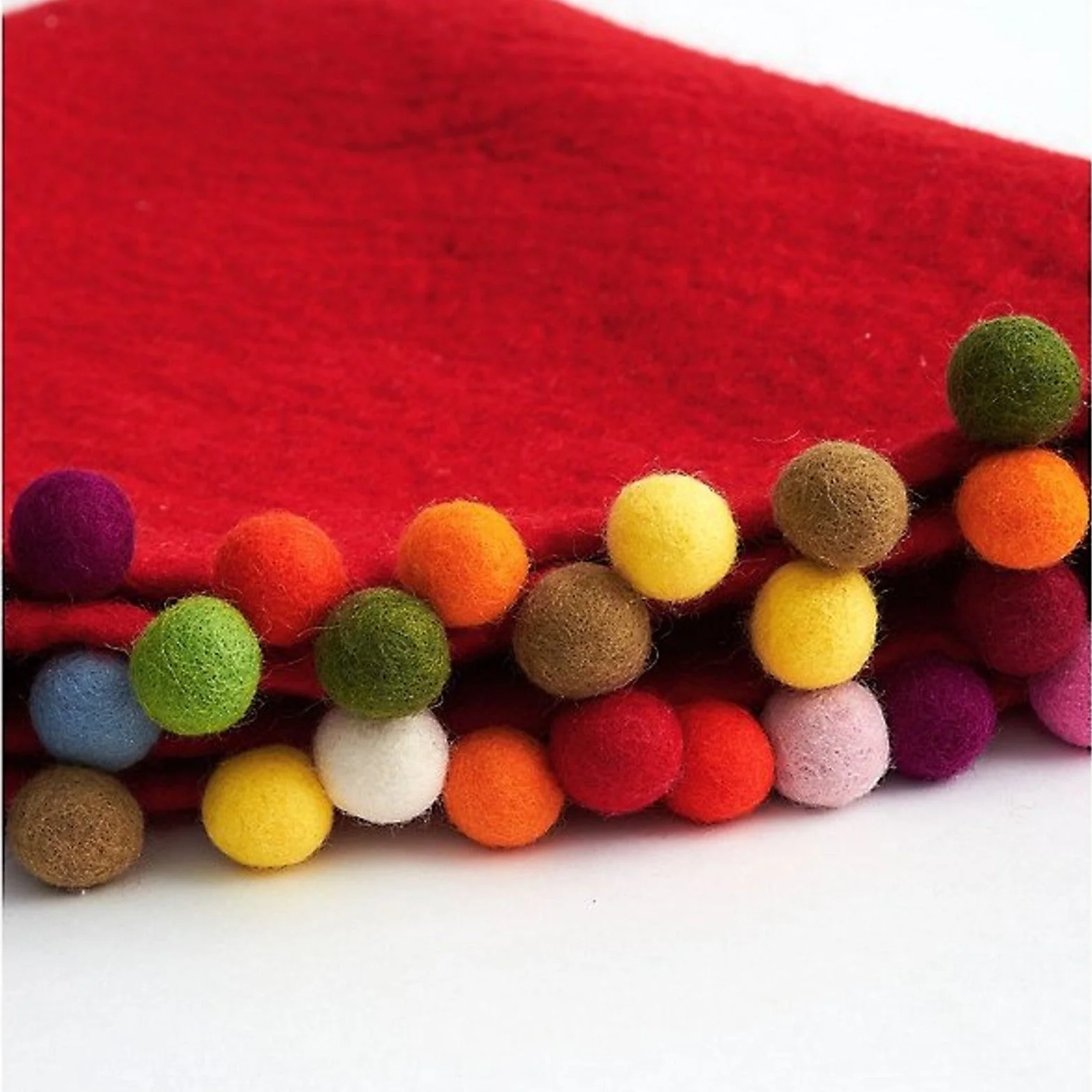 Red Felt Pom Tree Skirt - Image 2