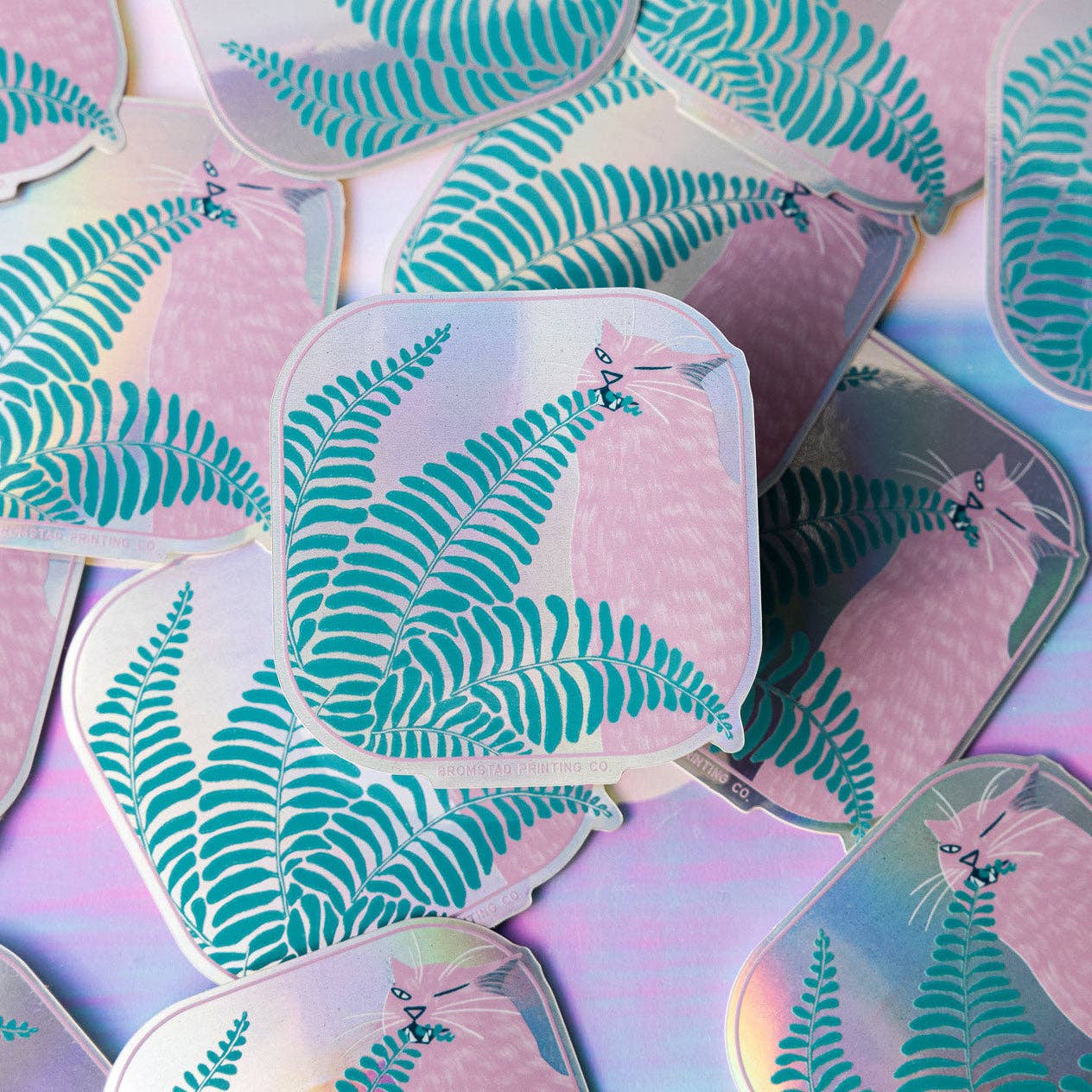 Fern Cat Holograph Sticker - Image 2