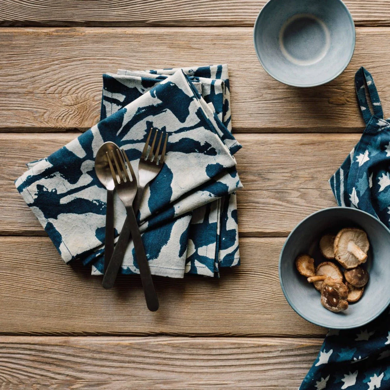 Flourish Block Print Napkins - Set of 4 - Image 2