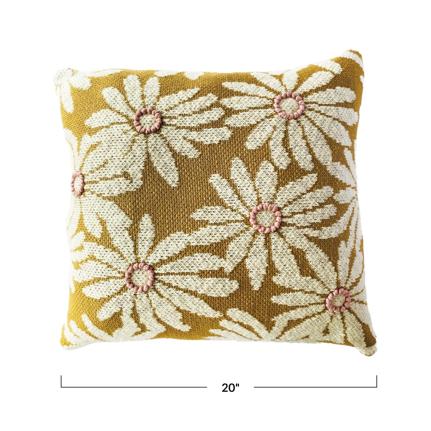 Flower & French Knot Square Accent Pillow - Image 5