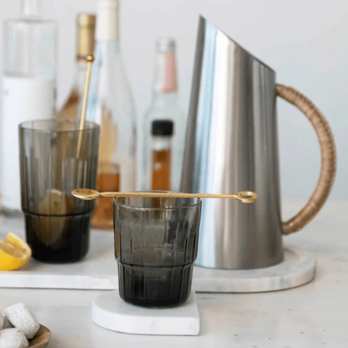 Fluted Gray Drinking Glass - Image 2