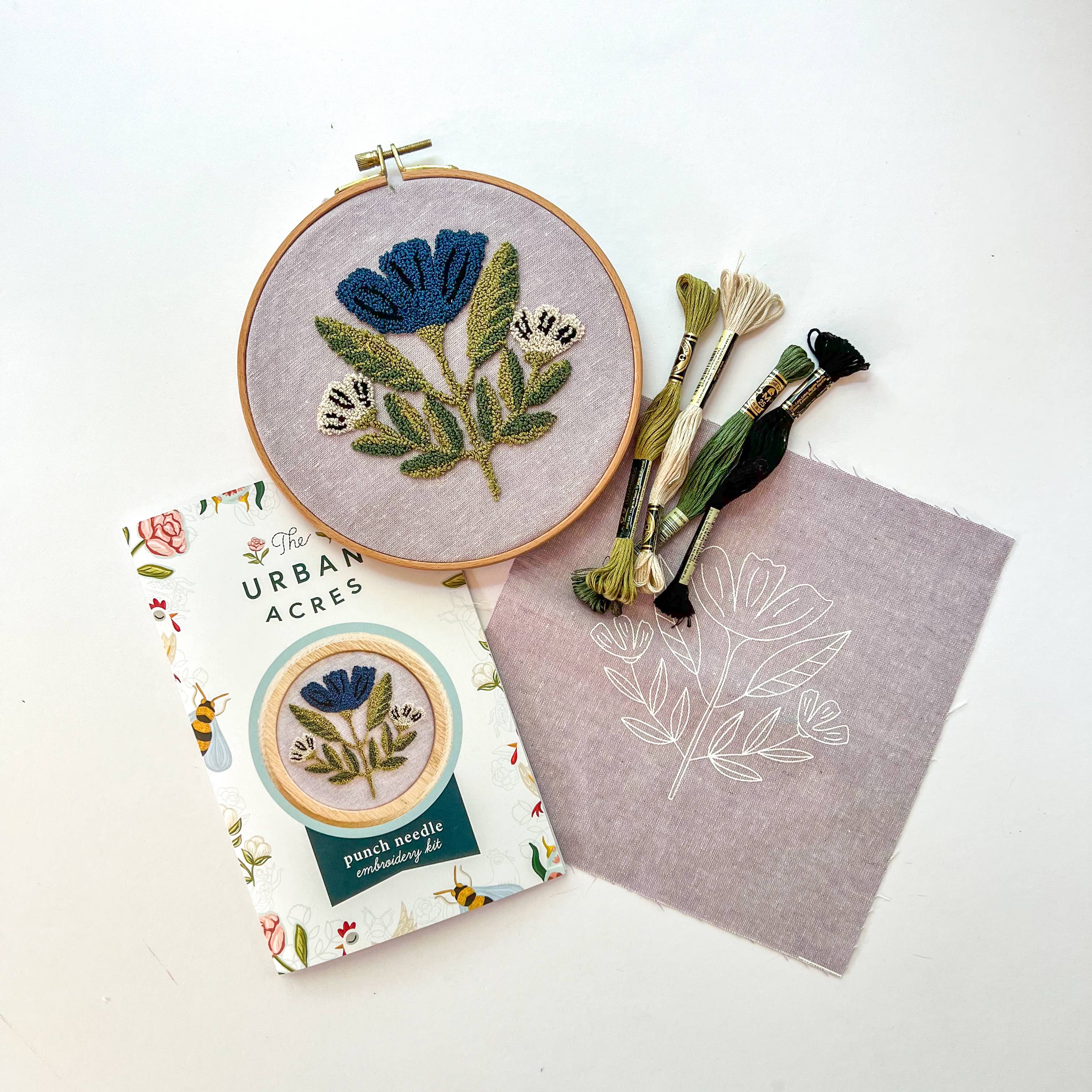 Folk Floral Punch Needle Embroidery Kit
