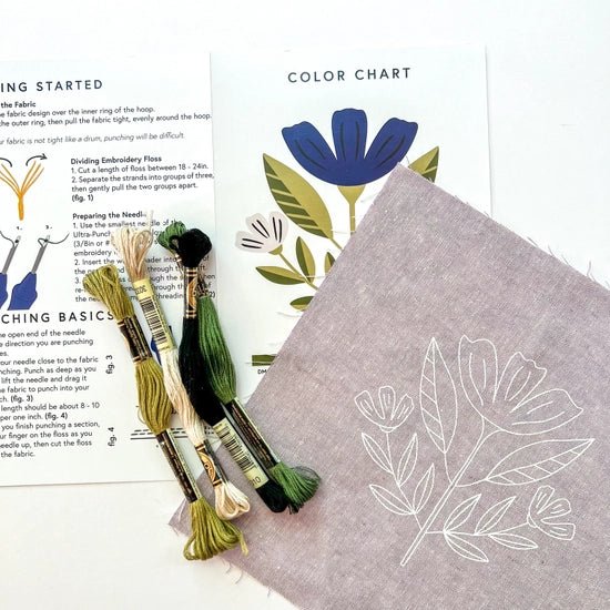 Folk Floral Punch Needle Embroidery Kit - Image 2