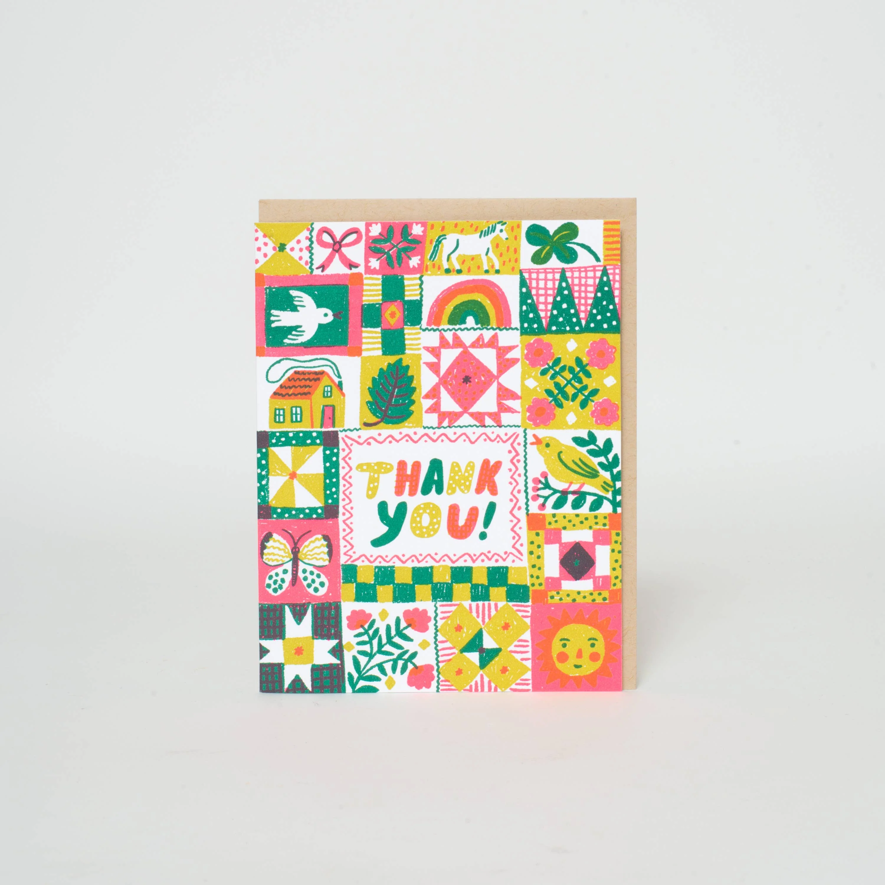 Folk Quilt Thank You Card - Image 2
