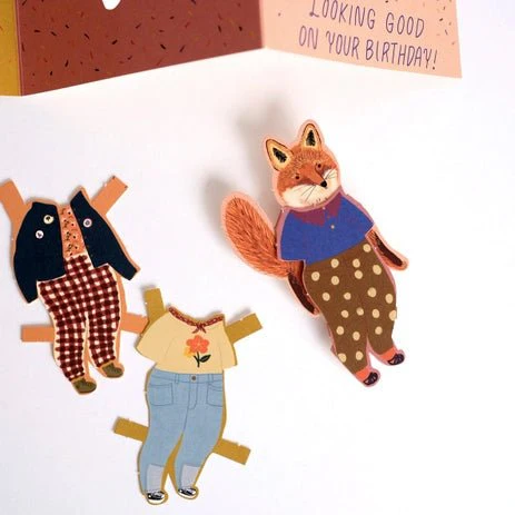 Fox Paper Doll Birthday Card - Image 3