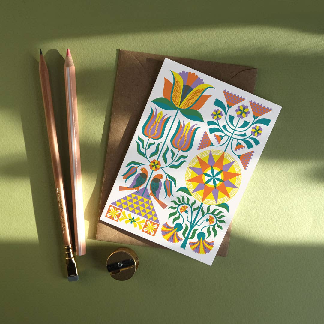 Fraktur Floral Greeting Card - Image 2