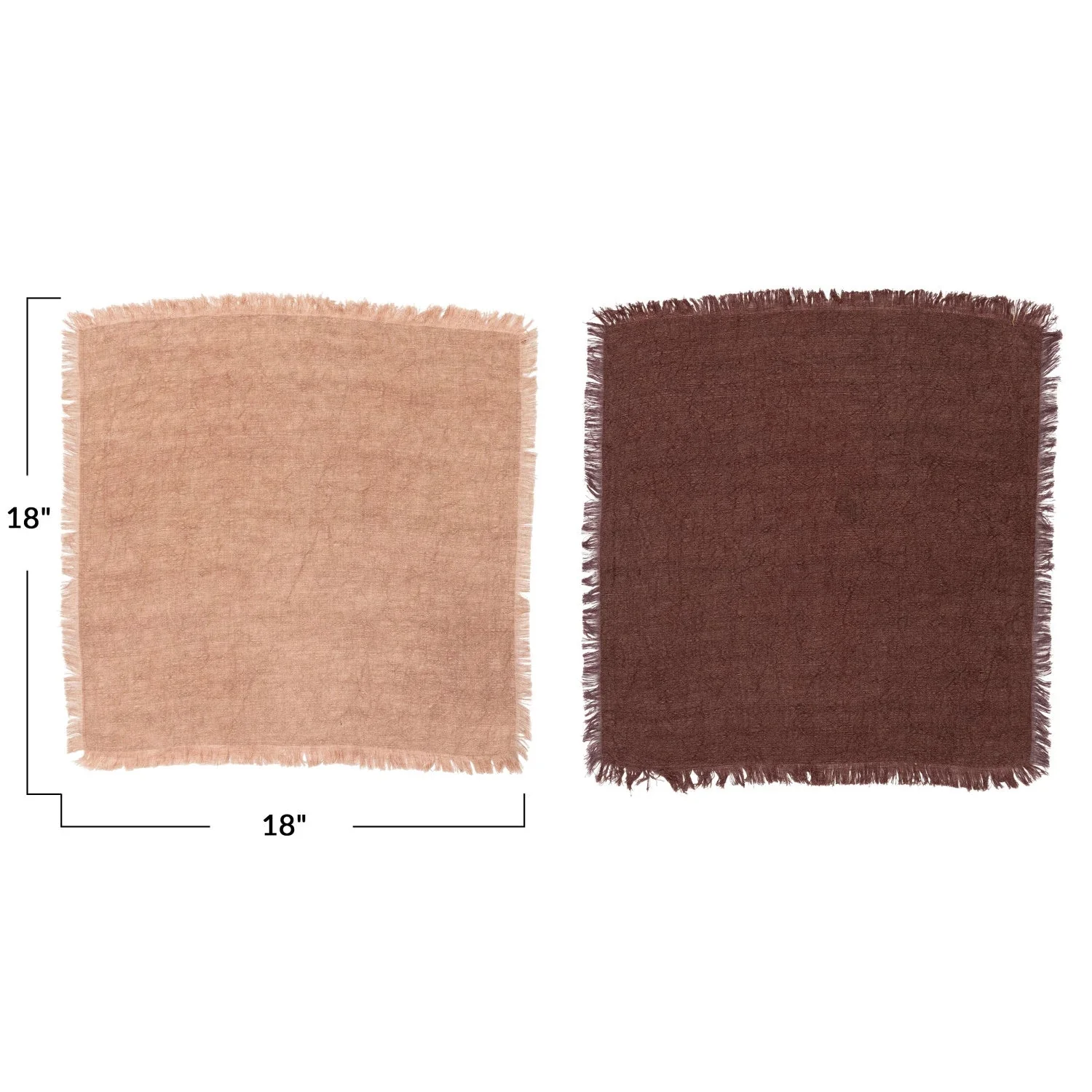 Fringe Linen Napkin Set - Putty & Eggplant - Image 2