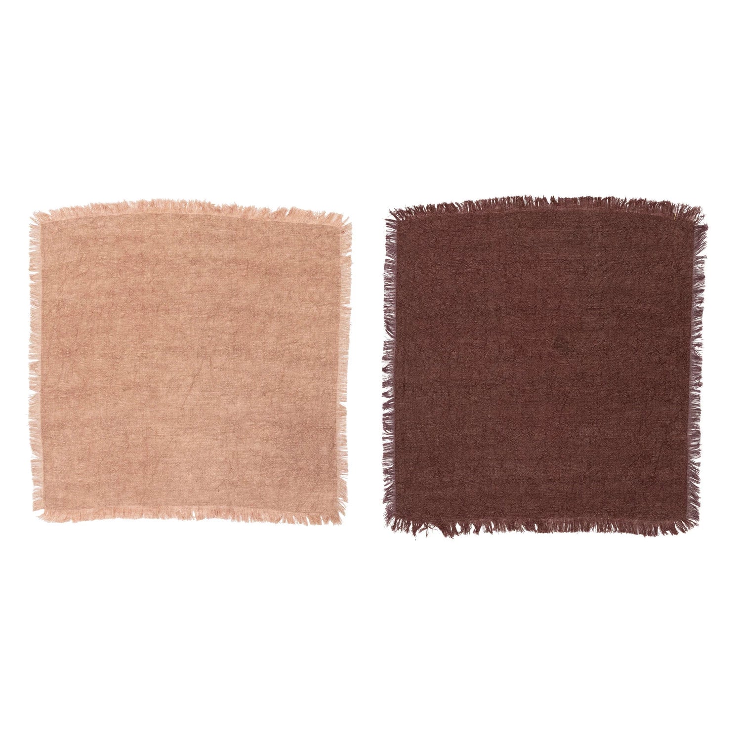 Fringe Linen Napkin Set - Putty & Eggplant - Image 3