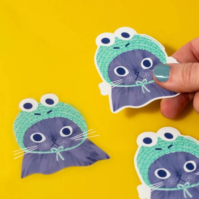 Frog Hat Cat Sticker - Image 2