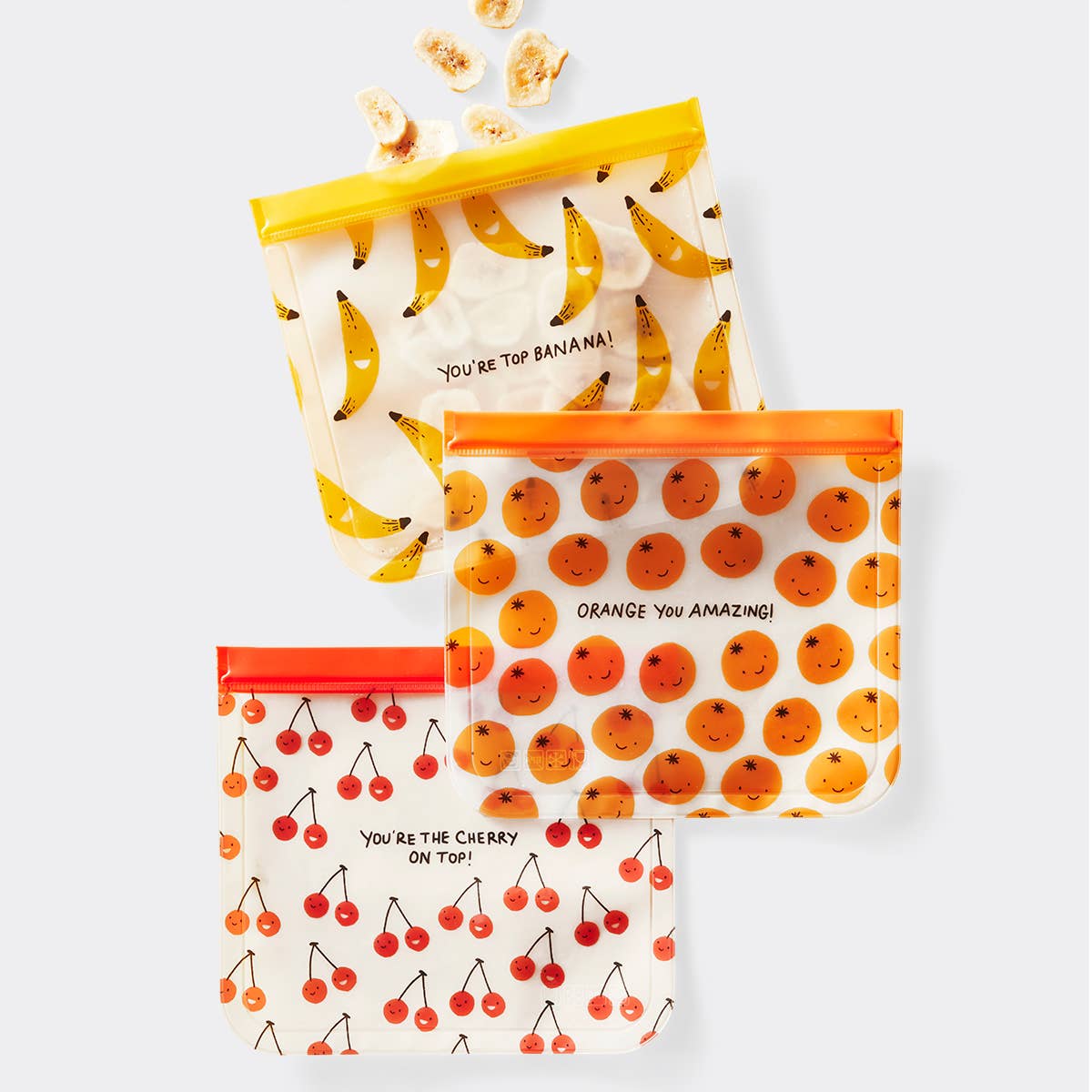 Fruity Reusable Zip Pouches 3 Pack