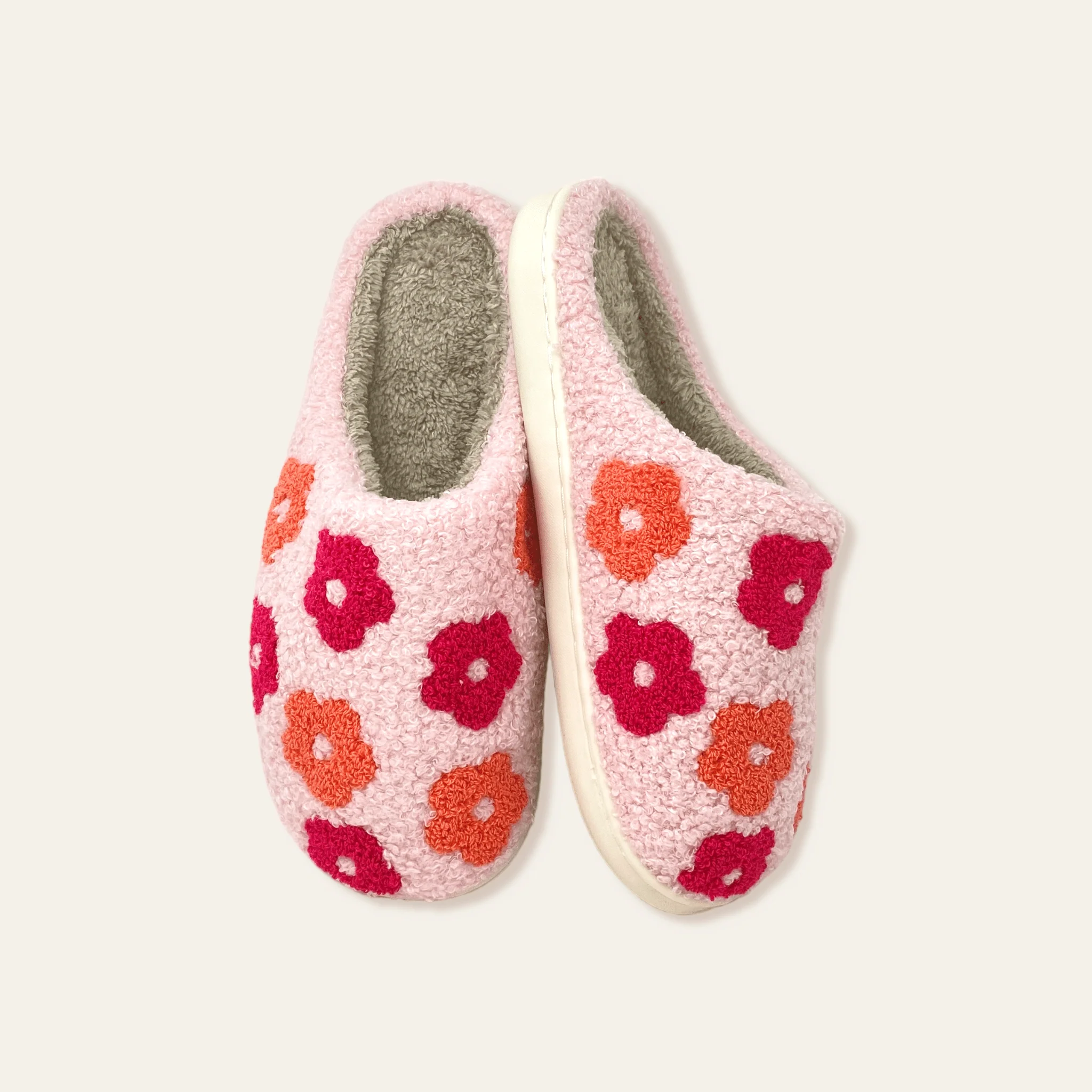 Fuzzy Slippers - Pink Flower - Image 4