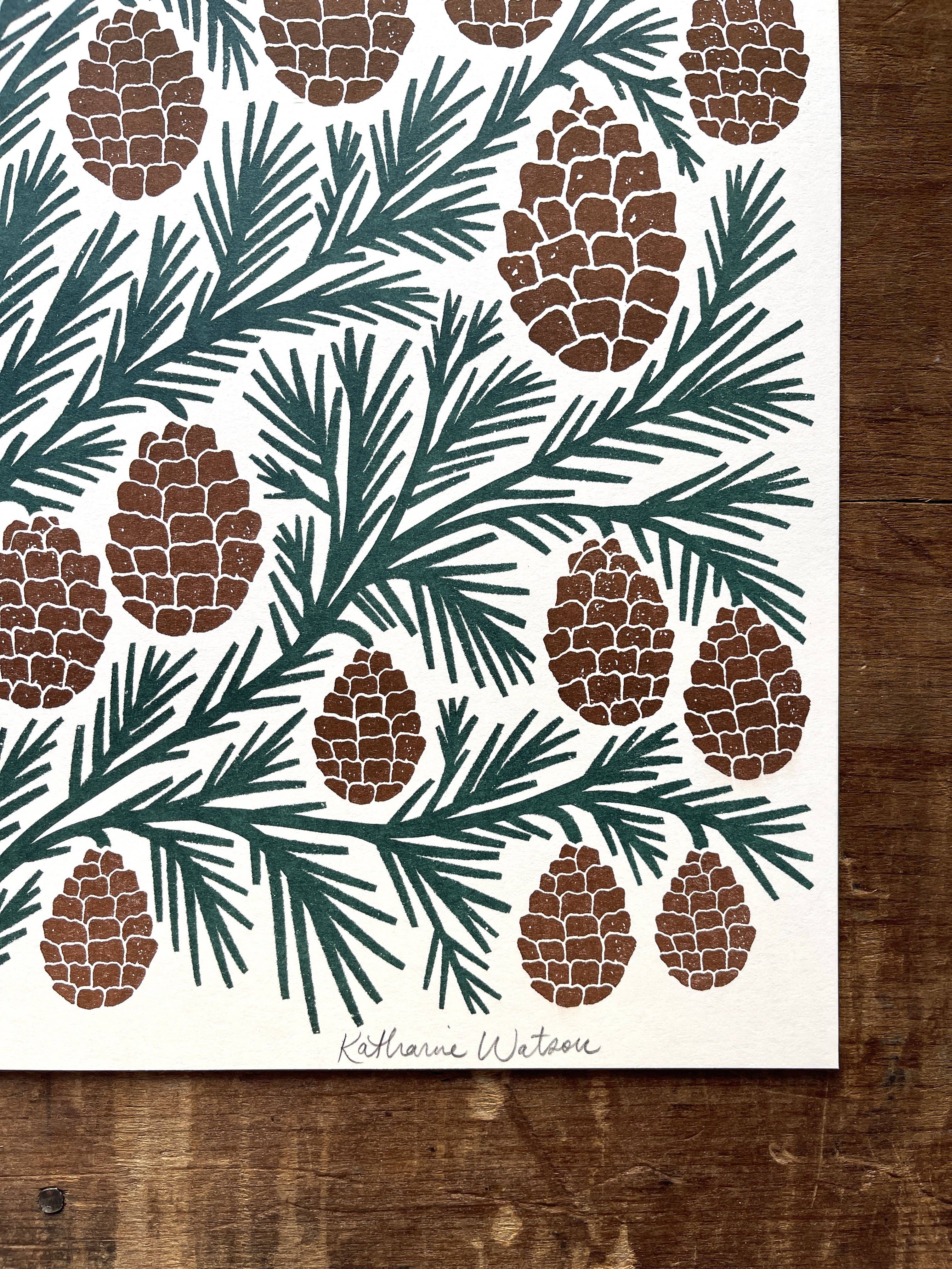 Pinecones Risograph Art Print - Image 2