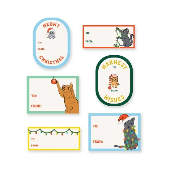 Gift Tag Stickers: Christmas Kitty - Image 2
