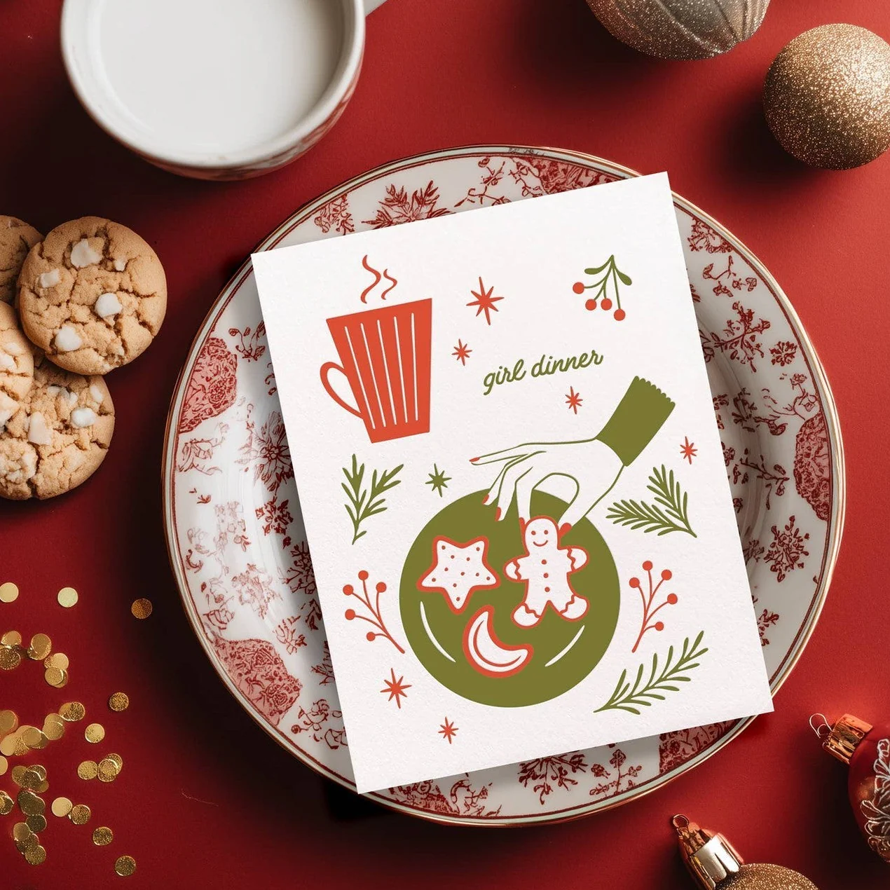 Girl Dinner Christmas Card - Image 2