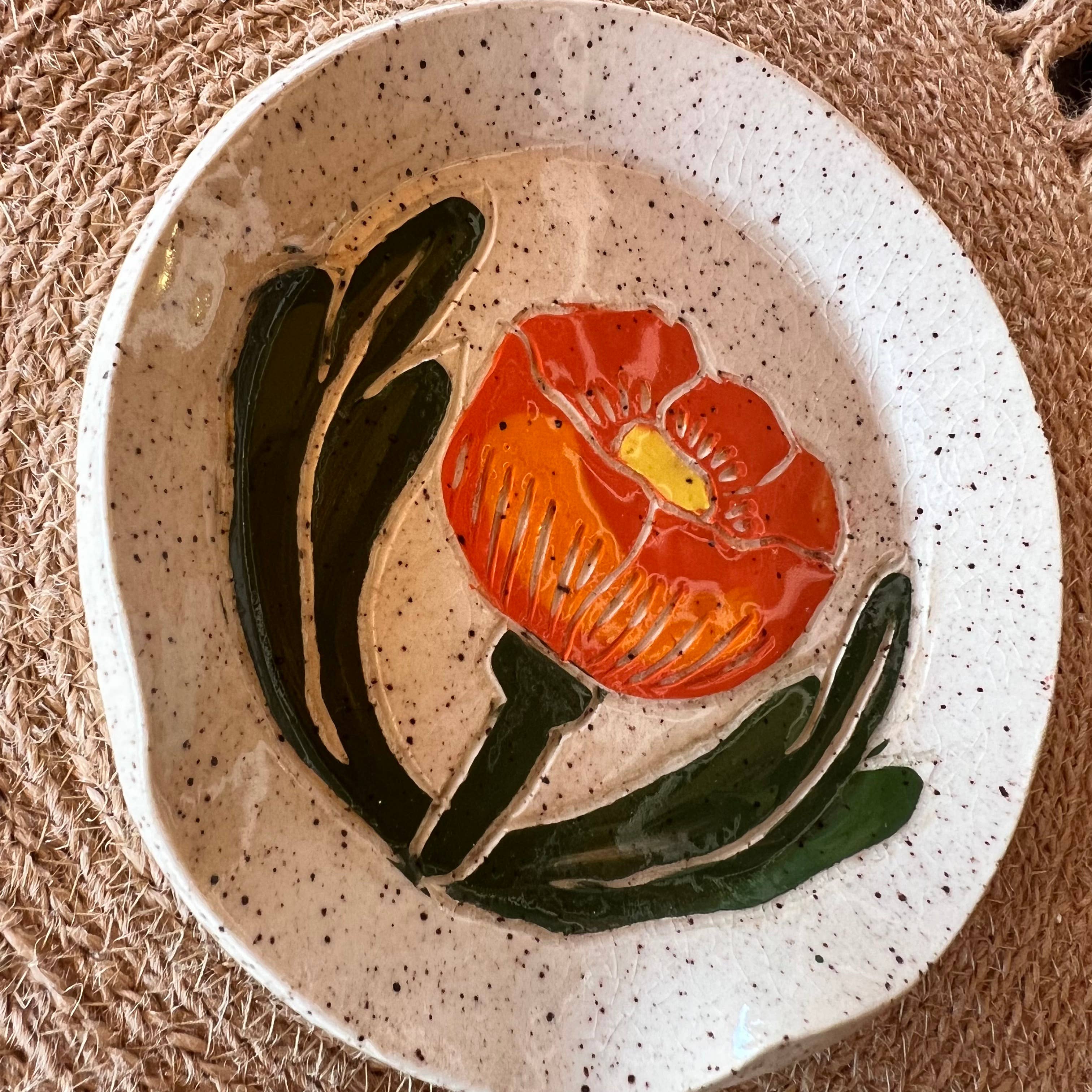 Globe Mallow Sgraffito Ceramic Spoon Rest - Image 2
