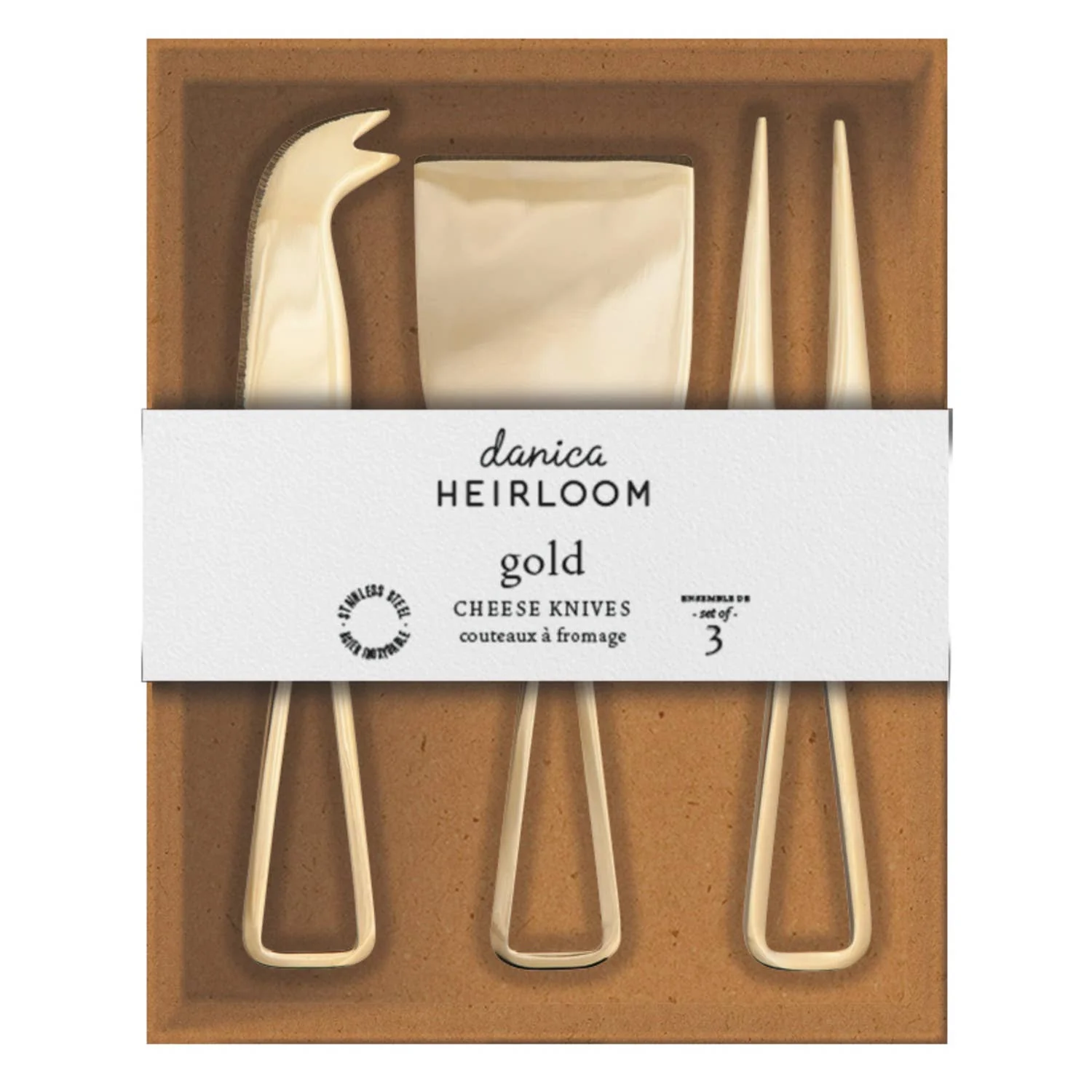 Gold Loop Cheese Knives, Set/3 - Image 2