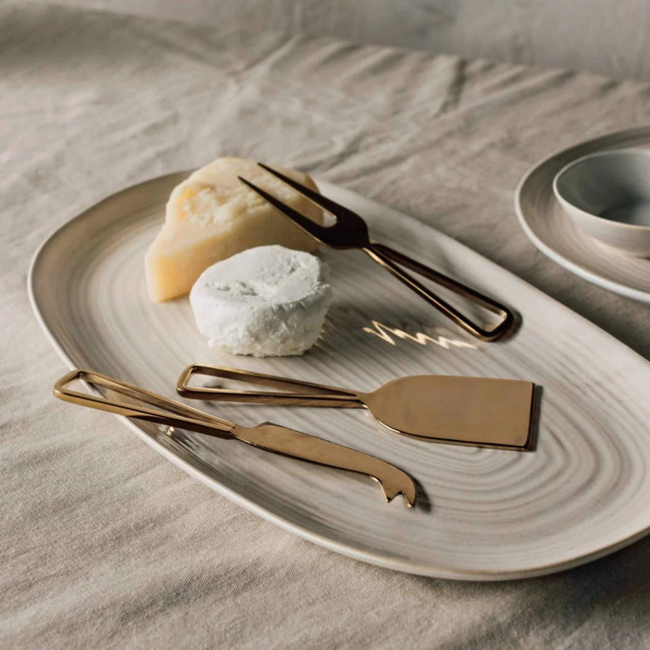 Gold Loop Cheese Knives, Set/3 - Image 3