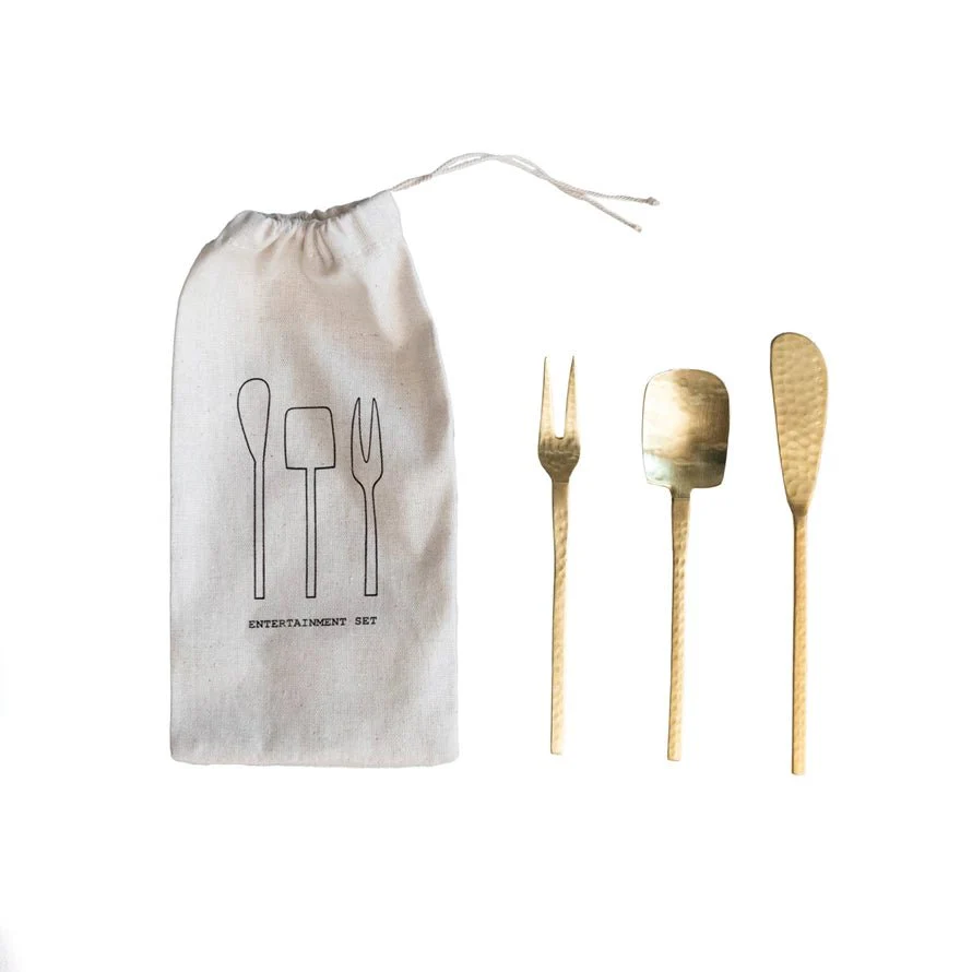 Gold Finish Stainless Appetizer Utensils - Image 2