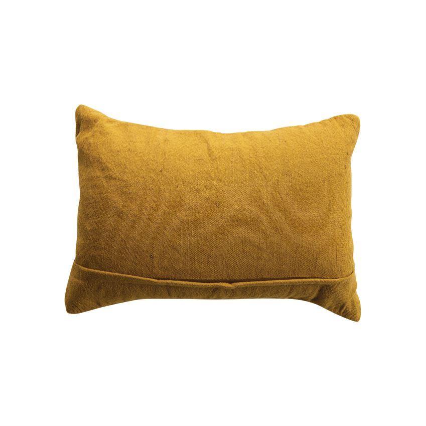 Gold Fringe and Embroidery Lumbar Pillow - Image 2