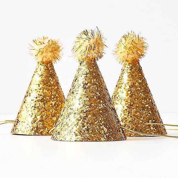Gold Glitter Mini Party Hats - Image 2