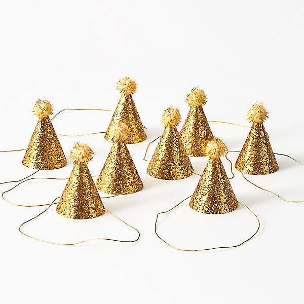 Gold Glitter Mini Party Hats - Image 3