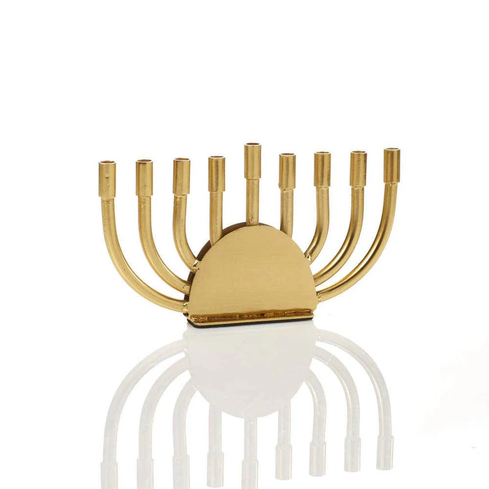 Golden Brass Hanukkah Menorah