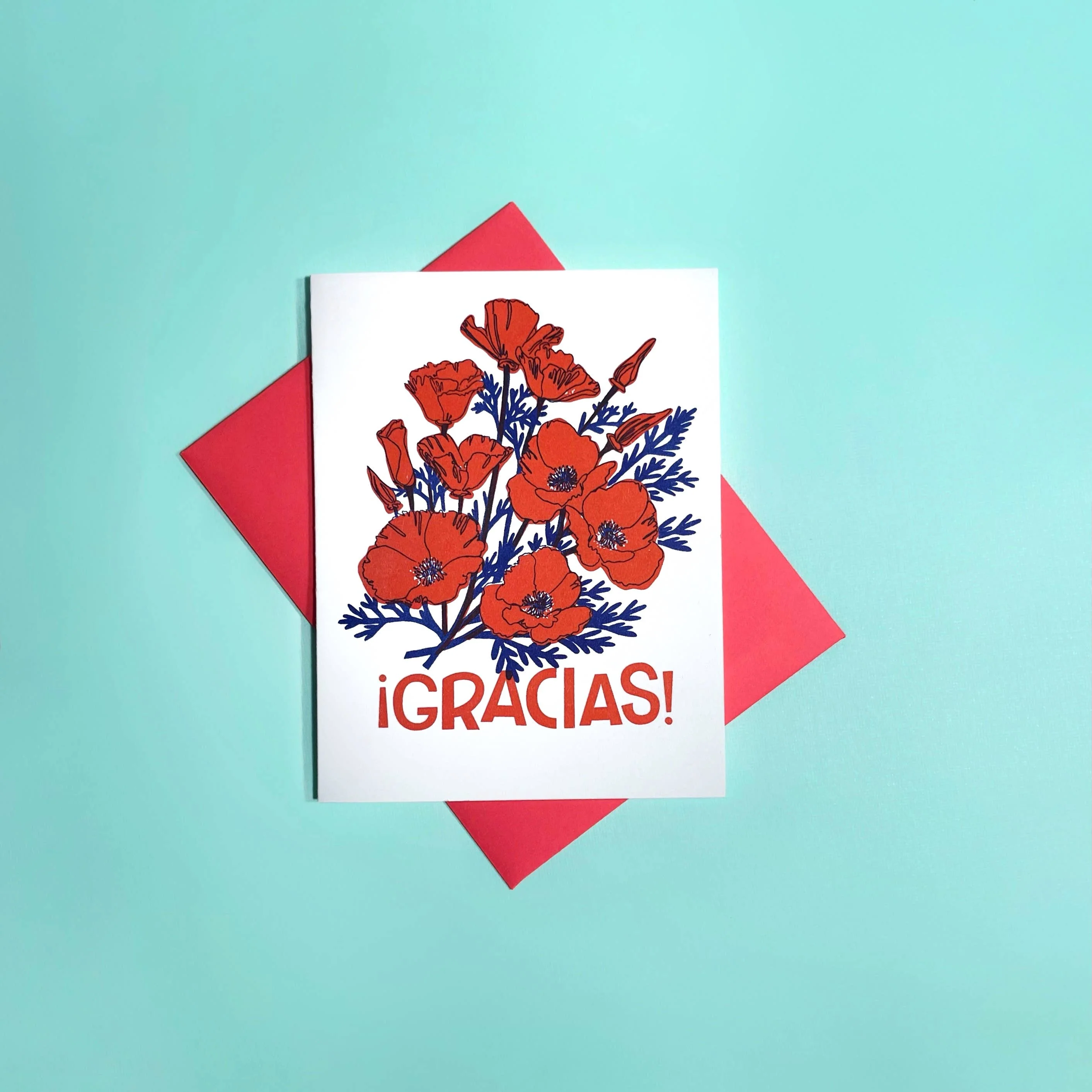Gracias Poppies Thank You Card