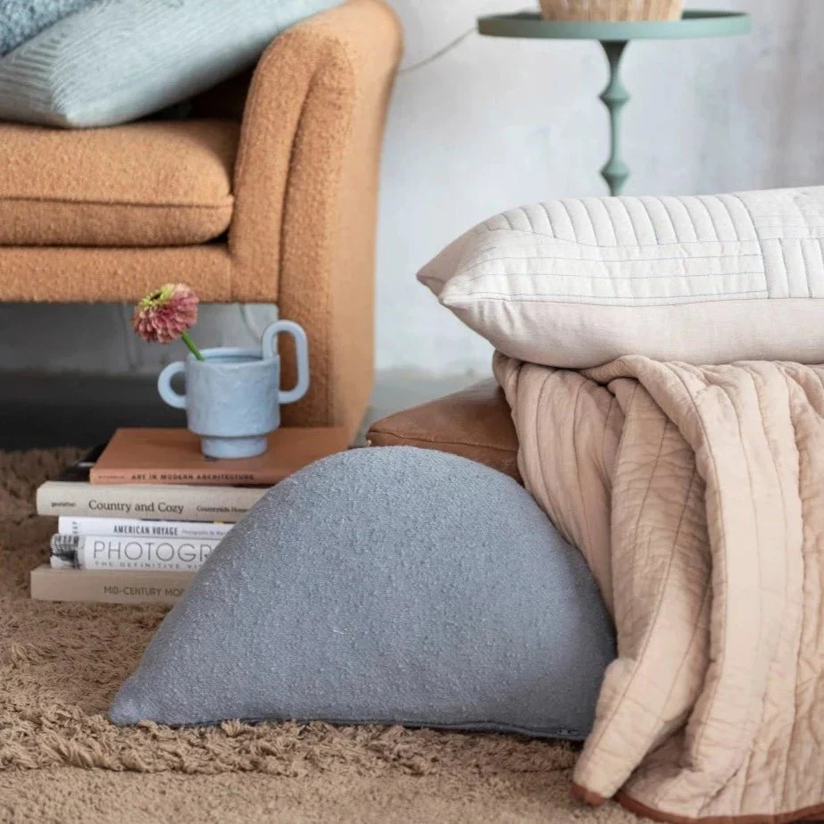Gray Half Circle Cotton Pillow - Image 3
