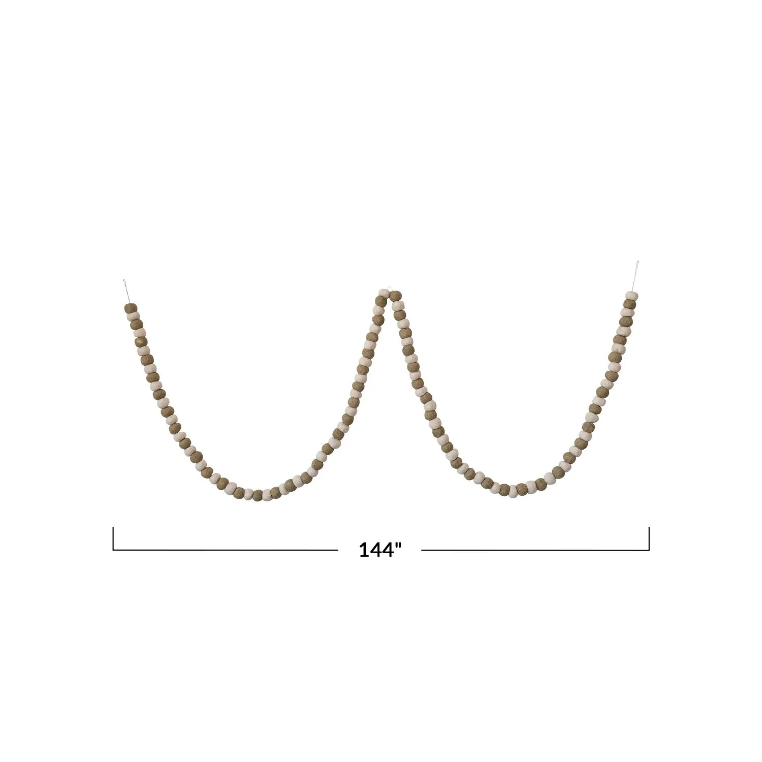 Sage Green & Cream Wool Ball Garland - Image 4